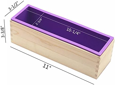 2Pcs Soap Silicone Mold Wood Box with 2Pcs Soap Mold Cutter,Purple