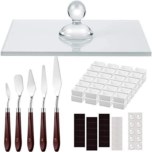 Nuanchu 109 Pcs Paint Muller Glass Slab Set,2.95'' in Dia,Round Handle