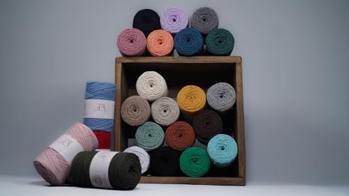 Makromecity, Cotton Macrame Cord 2mm x 195 Yards (590 feet) 2mm Recycled Cotton Crochet Yarn for Macrame Art & Crafts for Wall Hangings, Bags, Underplate, Rug (25 Colors Available) (Benetton Green)