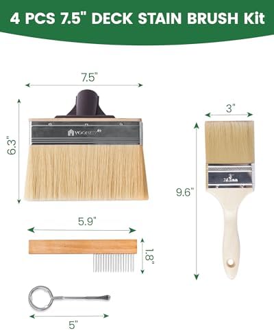 Voomey 7.5in Deck Stain Brush Applicator Set for Wood Decks Walls & Fences