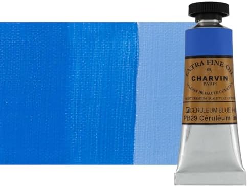 Charvin Extra Fine Oil Paint, Cerulean Blue Hue 20 mL - Triple-Milled, Rich Texture, Poppy Oil-Based, Light-Fast, Handmade, Archival Quality