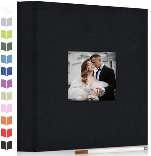 Artfeel Photo Album Self Adhesive Scrapbook Album for 3x5 4x6 5x7 8x10 Pictures,120 Pages Linen Cover with Display Window DIY Photo Book,Ideal Gifts for Family Travel Wedding Baby