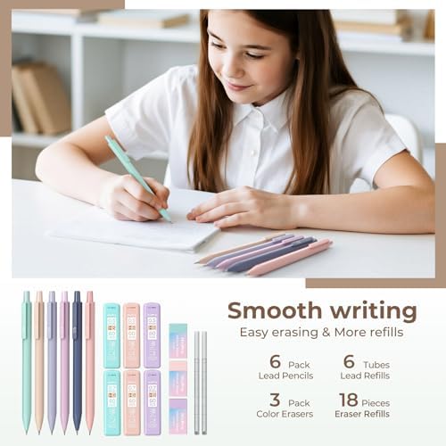 Nicpro School Supplies Stationary Set with Pencil Case, 39 PCS Cream