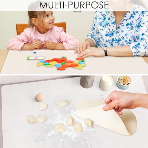 Extra Large Silicone Mat, Food-Grade Flexible Silicone Table Mats for Kids Non-Slip Placemat Waterproof Heat Insulation Countertop Protector Pastry Mat Silicone Pad, 31.5''x16.9'' Clear