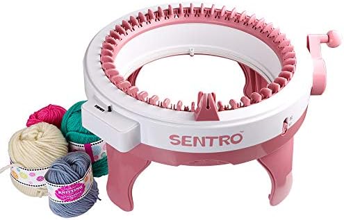 SENTRO 48 Needles Knitting Machine with Electric Adapter, Smart Weaving Loom Round Spinning Crochet Knitting Machines with Row Counter and Crank Handle Adapter Hex Steel Bit for Automatic Knit