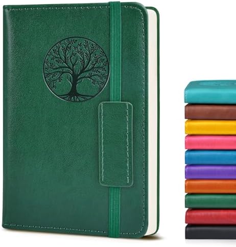 Biuwory A6 Leather Pocket Notebook, 140 Lined Pages Hardcover Small Journal | 3.7"×5.7" Vintage Leather Journal for Women Men Writing, College Ruled Mini Notepad for Notetaking, Travel, Work, School