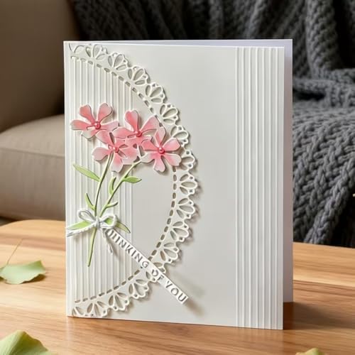 Scrapbooking Die-Cuts, Layer Frame Net Set Metal Cutting Dies for Card Making, Paper Craft Template, Background Embossing Stencils, DIY Album Décor (Flower Lace Edge-14x7.8cm)