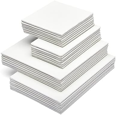 KINGART White Canvas Panel Set – Mini Assortment, 28-Pack – 100% Cotton, Triple Gesso Primed Artist Boards for Acrylic, Oil, Sketching, & Mixed Media Painting