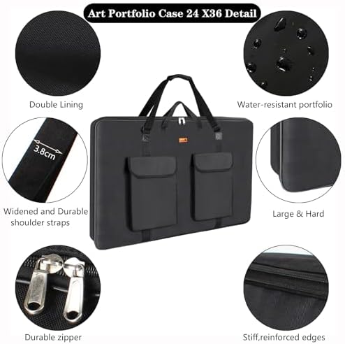 TreochtFUN Art Portfolio Case 24 X 36, Portfolio Bag Soft Water Resistant