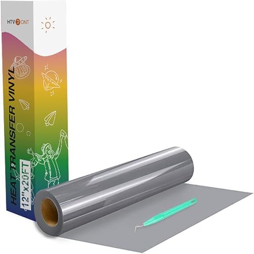 HTVRONT Heat Transfer Vinyl Silver HTV Rolls, 12" x 20ft