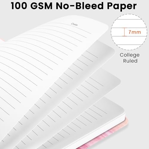 Lined Spiral Journal Notebook, A5 College Ruled Notebook for Note-Taking