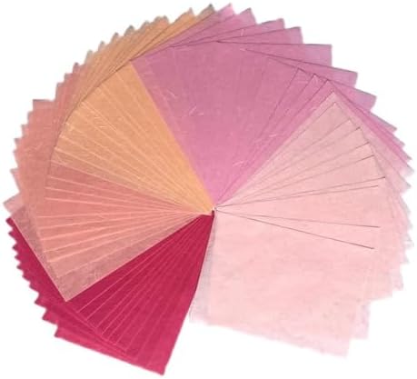 A5 50 Sheets Natural Fiber Mulberry Tree, Mulberry paper Sheets Square Origami, Arts Folding Craft, Decoration, Paper for DIY Crafts. 8.3" x 5.8" (Wedding Tone, A5)