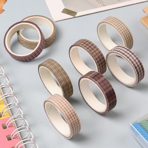 8 Rolls Washi Tape Set 10 mm Plaid Washi Tape Set