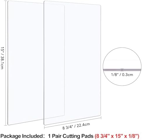 1 Pair Standard Cutting Pads, 15" x 8.75"x 0.12" Cutting Pads Compatible with Big Shot Plus & Big Shot Switch Plus Die-Cutting Machine, Clear Polycarbonate PlasticCutting Plates for Embossing Crafting