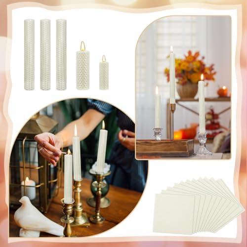 Yuntau 24 Pcs Beeswax Candle Making Kit, 8 x 8 Inches, White
