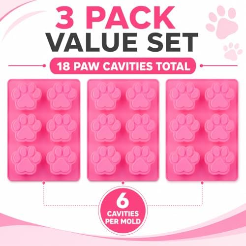 Set of 3 Pack X Silicone Dog Pet Animal Paw Print Ice Cube Chocolate Soap Candle Tray Mold Party Maker