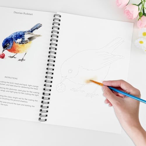 Watercolor Workbooks Birds, 15 Beautiful Paintings for Water Color Book Adult, Watercolor Coloring Book for Beginners, Watercolor Workbook for Adults Teens (Without Palette, Birds)