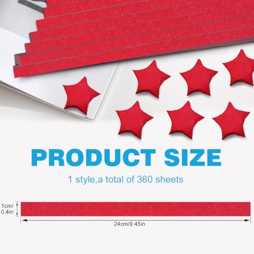 FoDau770 Solid Color Star Paper Strips - 360 Sheet, Red