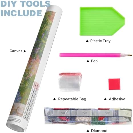 GEWOUVIN Vintage Flower Bookshelf Diamond Art Kits for Adults,Diamond Painting Kits for Adults Beginners, DIY Full 5D Round Drill Gem Art Kits for Gift Home Wall Decor【13.8x13.8inch】