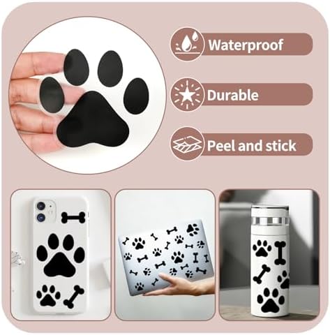 AOWDIAO 174 Pcs Dog Paw Decals - Peel and Stick Vinyl Wall Stickers for Dog's Room, Playroom & Party Decor