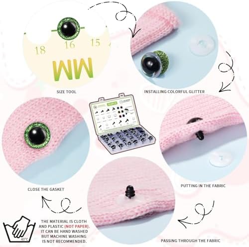 MUCUNNIA 324 Pcs 6-24mm Glitter Safety Eyes Safety Eyes with Washers