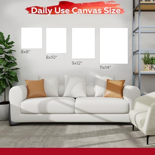 Stretched Canvas for Painting,10Pack 8X10 Inch Stretched White Blank Canvas,8 Oz Triple Primed 5/8" Profile Stretched Canvases,100% Cotton,Canvas for Painting, for Acrylics, Oils