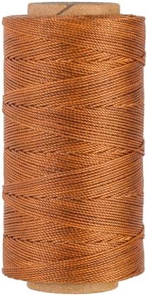 Bonded 0.8mm Round Waxed Polyester Cord, 3-ply Wax Coated Thread, 197 Yards Stiff String for Heavy Duty Fabric, Leather Sewing, Book Binding, Upholstery Repair, and Macrame Jewelry - Brown