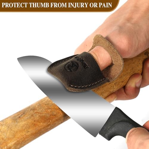 RingSun Thumb Guard Wood Carving Tools, Leather Finger Protector, Handmade Carpenter Working Carving Kit Accessories