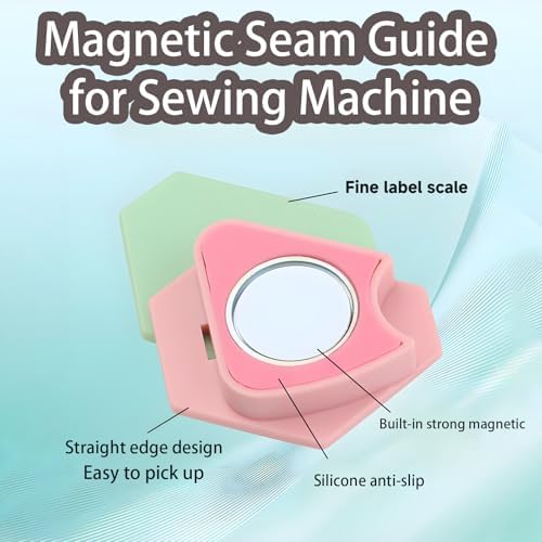 Anytin 3PCS Magnetic Seam Guide for Sewing Machine,Polygonal Multifucntional Seam Guide Hemmer with Scale, Universal Sewing Quilting Supplies Accessories Tools for Quilting, Hemming