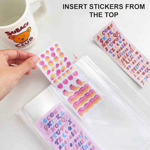 2 Pcs Sticker Storage Book, BetterJonny Large Clear Storage Book for Planner Scrapbook Stickers Organizer Binder Can Holds 104 Stickers, 2pcs B