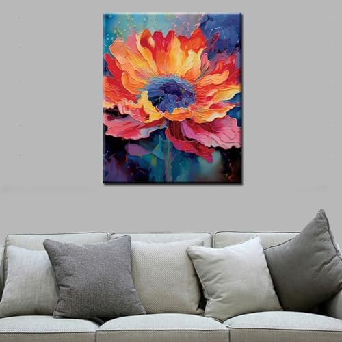 Sacred Peony Flower Paint by Number for Adult, Graffiti Painting by Number Kits On Canvas，DIY Oil Painting Acrylic Paints Painting,Living Room Decoration(Without Frame)