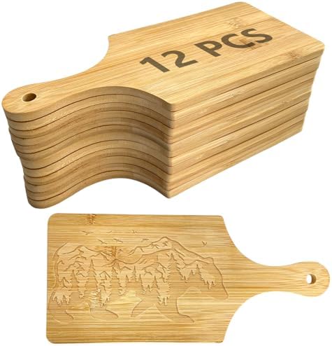 12 PCS 11" x 5" Cutting Board Bulk,Mini Charcuterie Boards,Wood Chopping Board Laser Engraving Serving Board with Handle,DIY Christmas Wedding Housewarming Gift Cooking Decor