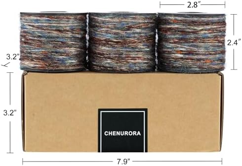 Sparkle Yarn, Glitter Yarn for Knitting Crocheting Crafts DIY, Set of 3 Rolls (Bronze Nebula)