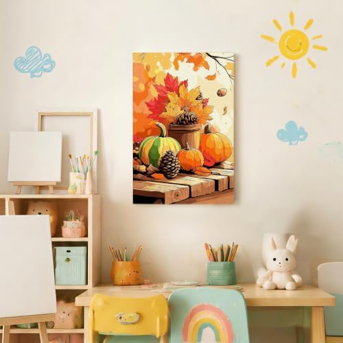 Spandrel Pumpkin Framed Paint by Numbers Kit for Adult, Halloween Adult Paint by Number Kits on Canvas, DIY Acrylic Oil Easy Autumn Painting by Numbers Fall for Home Wall Decor, 8x12in