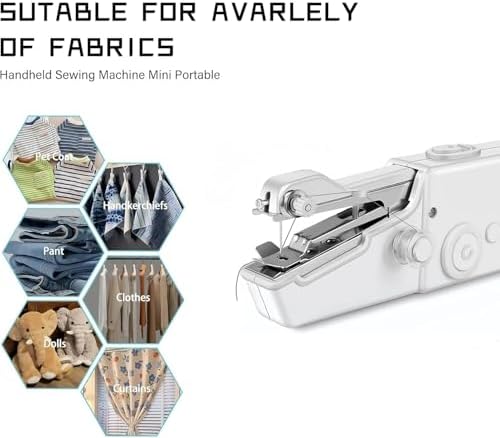Handheld Sewing Machine,Sewing Machines for Beginners,Portable Electric Mini and Samll Hand Held Kit for Adults Included Mannual and Accessories,Sewing Hem Quick Stitching (White-1)