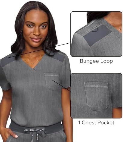 Med Couture Touch Women's Scrub Tops V-Neck Tuck-in Top with 1 Pocket