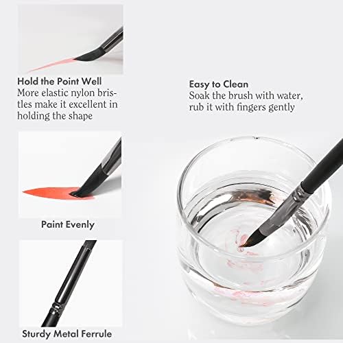 ARTIFY 12 PCS Watercolor Brushes Set, Premium Bionic Hair Brushes for Watercolor, Gouache, Fluid Acrylic - Detail, Round, Flat, Cat's Tongue, Liner