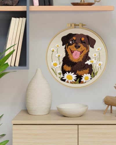 ERKOON Embroidery Kit for Beginners Adult Rottweiler Cross Stitch Set