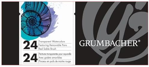 Grumbacher Transparent Watercolor Set, 24 Colors & Brush