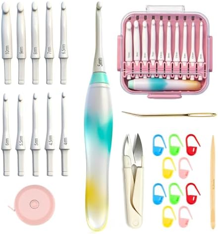 Monipair Crochet Hooks Set, Jelly-Soft Handle, 10 Sizes