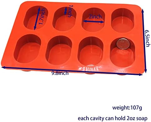 X-Haibei Oval Basic Glossy Soap Lotion Bar Silicone Mold Shaving Soap 2oz per Cell