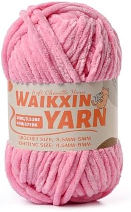 （Deep Pink） Super Soft Fuzzy Chenille Chunky Yarn for Crocheting, 100g (87yds) Velvet Fluffy Amigurumi Yarn for Hand Knitting Baby Blankets Weaving Craft
