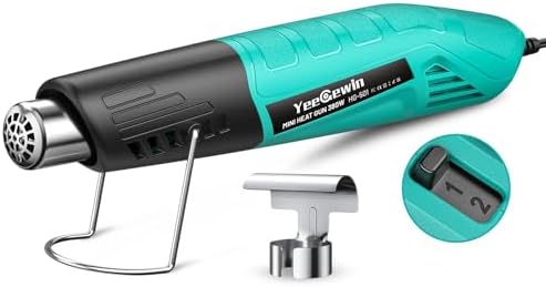 380W Mini Heat Gun, 2-Temp 480°F & 850°F for DIY & Crafts | UL-certified, Overheat Protection, Built-in Stand, with Reflector Nozzle for Epoxy Resin, 3D Printing, Vinyl & Shrink Wrap