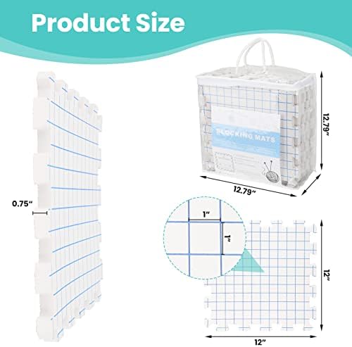Blocking Mats for Knitting & Crochet Project with 20pcs Blocking Combs