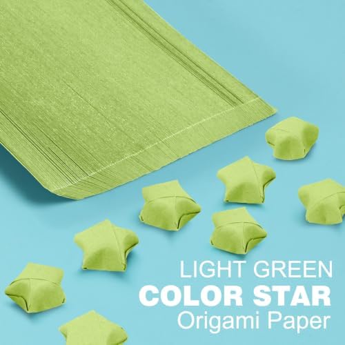 FoDau770 Solid Color Star Paper Strips - 360 Sheet, Light Green