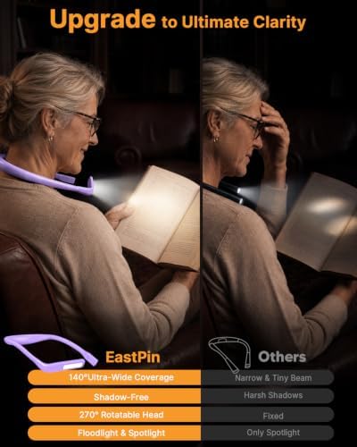 Reading Light with Storage Case, 3 Colors Dimmable Neck Lamp