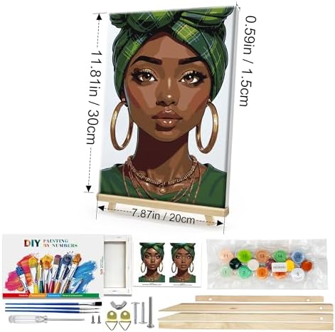 HeeBenor Framed Paint by Numbers Kit for Adults, Black Women, 8x12 Inch