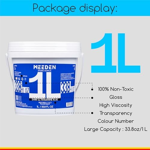 MEEDEN Acrylic Paint Set 1L: 33.8oz x 6 Colors Large Bulk Acrylic Paints