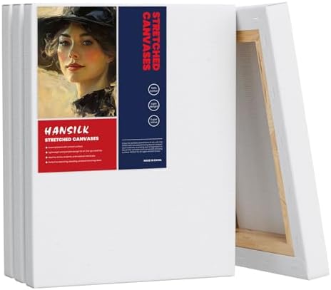 Stretched Canvases for Painting, 6x8 Inch Painting Supplies for Artists, Blank Canvas Pack, 4-Pack for Acrylic, Oil and Gouache Paints