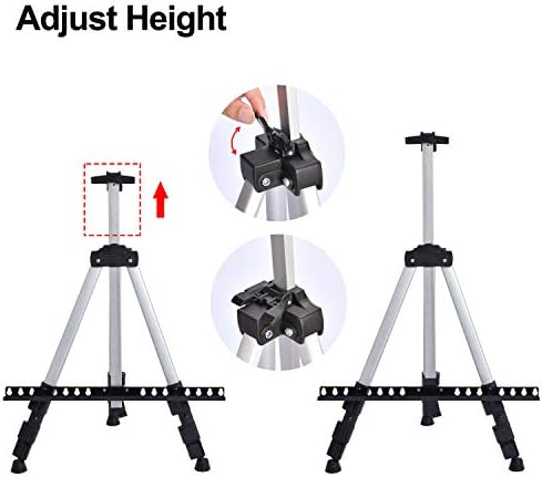 Portable Artist Easel Stand - Adjustable Height Painting Easel with Bag - Table Top Art Drawing Easels for Painting Canvas, Wedding Signs & Tabletop Easels for Display - Metal Tripod - 17x66 inches